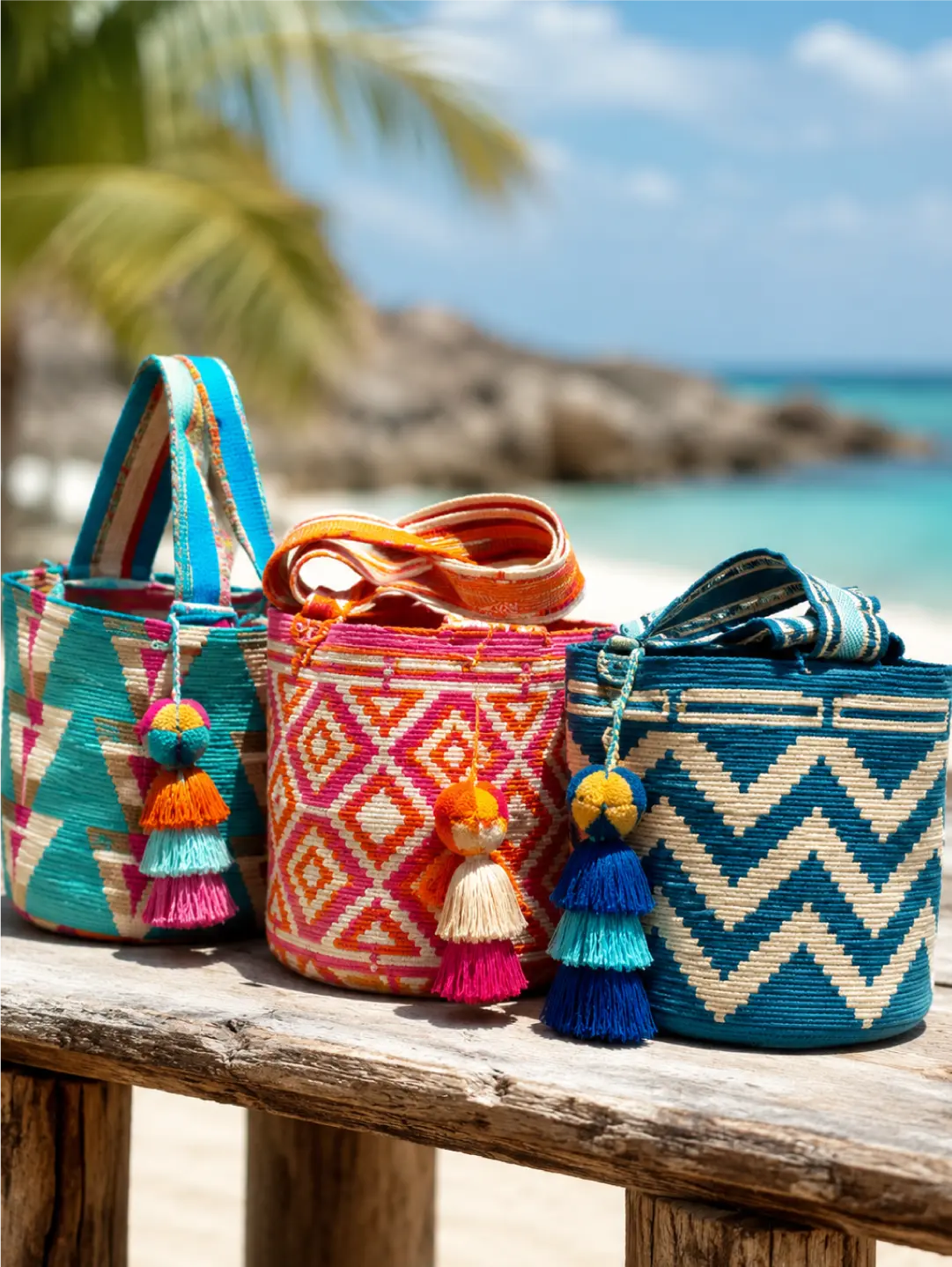 Mochilas wayuu en escenario